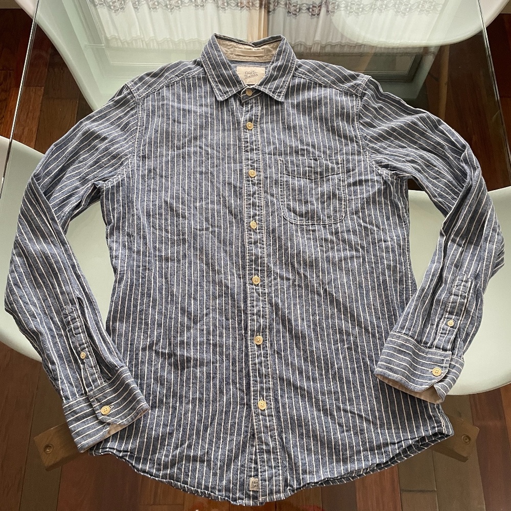 Classic Navy Striped Button-Down Shirt